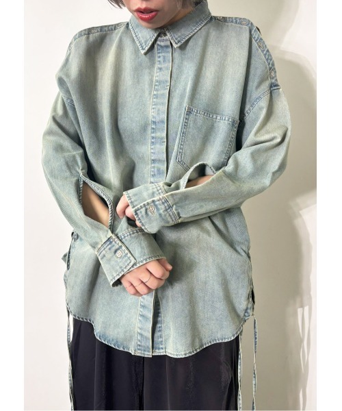 MIDVEIN(ミッドヴェイン)の「race down SH denim(シャツ/ブラウス・レディース・ブルー/ネイビー・FREE)」の14枚目の写真