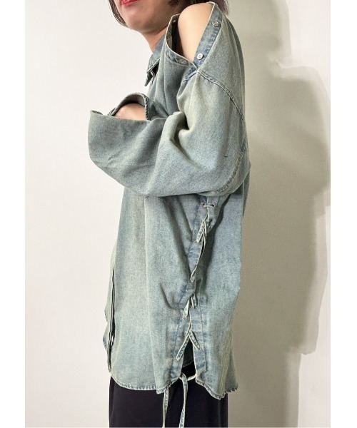 MIDVEIN(ミッドヴェイン)の「race down SH denim(シャツ/ブラウス・レディース・ブルー/ネイビー・FREE)」の15枚目の写真