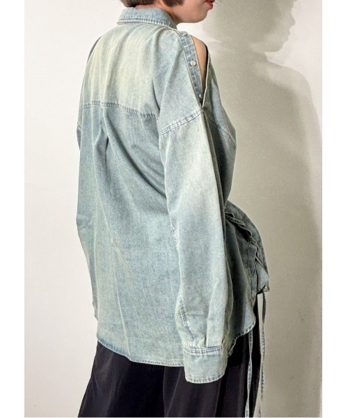 MIDVEIN(ミッドヴェイン)の「race down SH denim(シャツ/ブラウス・レディース・ブルー/ネイビー・FREE)」の16枚目の写真
