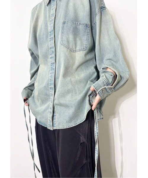 MIDVEIN(ミッドヴェイン)の「race down SH denim(シャツ/ブラウス・レディース・ブルー/ネイビー・FREE)」の4枚目の写真