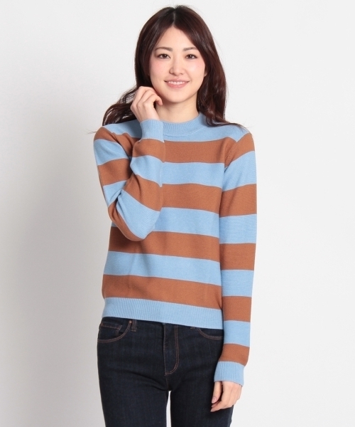 AG by aquagirl（エージーバイアクアガール）の「ワイドピッチボーダーニット（ニット/セーター・レディース・ホワイト/グレー/ブルー・38）」の4枚目の写真