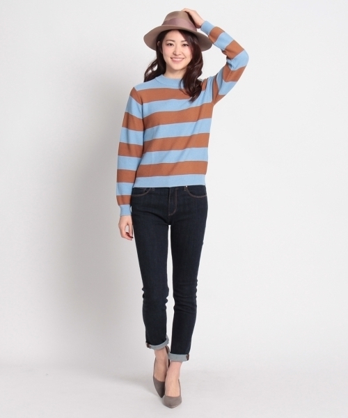 AG by aquagirl（エージーバイアクアガール）の「ワイドピッチボーダーニット（ニット/セーター・レディース・ホワイト/グレー/ブルー・38）」の9枚目の写真