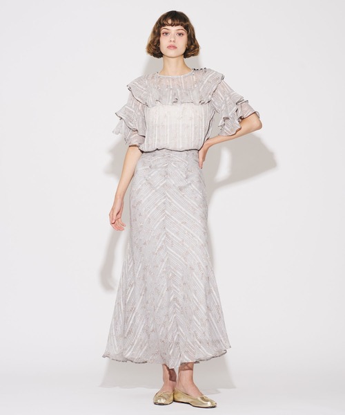 ME COUTURE（ミークチュール）の「25th シアーノスタルフルールスカート（スカート・レディース・アイボリー/ライトブルー・1/0）」の2枚目の写真