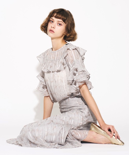 ME COUTURE（ミークチュール）の「25th シアーノスタルフルールスカート（スカート・レディース・アイボリー/ライトブルー・1/0）」の3枚目の写真