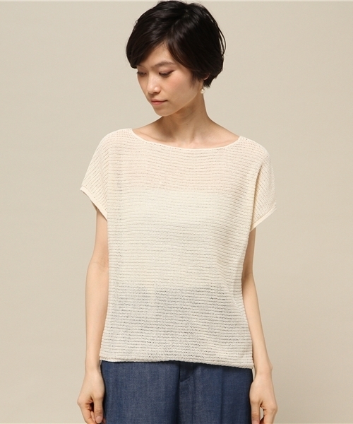 Noble（ノーブル）の「ギマコットン ドチガイテンジク2WAYプルオーバー◆（ニット/セーター・レディース・ベージュ/ライトグレー/ブラック・FREE）」の13枚目の写真