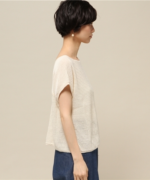 Noble（ノーブル）の「ギマコットン ドチガイテンジク2WAYプルオーバー◆（ニット/セーター・レディース・ベージュ/ライトグレー/ブラック・FREE）」の14枚目の写真