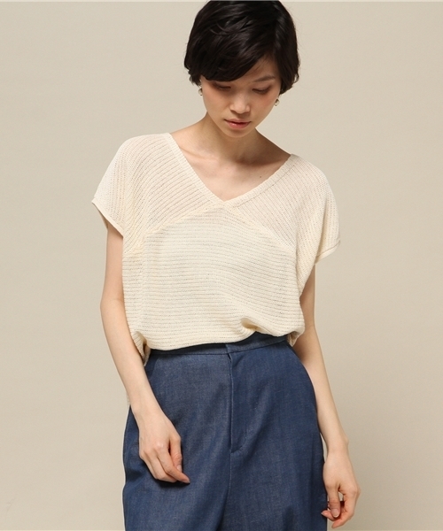 Noble（ノーブル）の「ギマコットン ドチガイテンジク2WAYプルオーバー◆（ニット/セーター・レディース・ベージュ/ライトグレー/ブラック・FREE）」の11枚目の写真