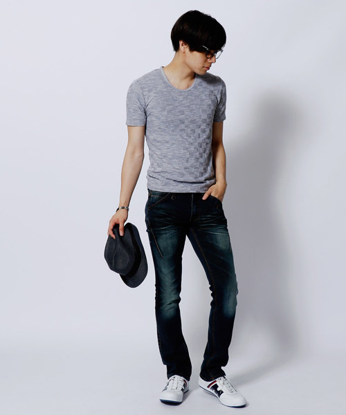 NICOLE CLUB FOR MEN（ニコルクラブフォーメン）の「ライクラストレッチデニムパンツ（デニムパンツ・メンズ・ホワイト/ネイビー/ターコイズブルー・LARGE/X-LARGE/MEDIUM/SMALL）」の2枚目の写真