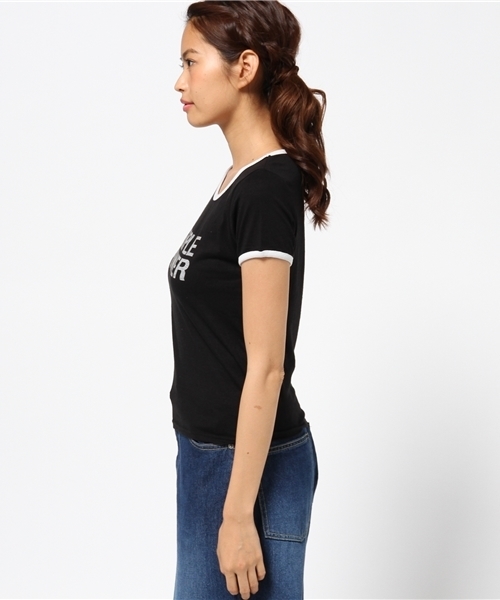 MOUSSY（マウジー）の「PEOPLE POWER RINGER TSJ（Tシャツ/カットソー・レディース・ホワイト/イエロー/ブラック・1/2）」の12枚目の写真