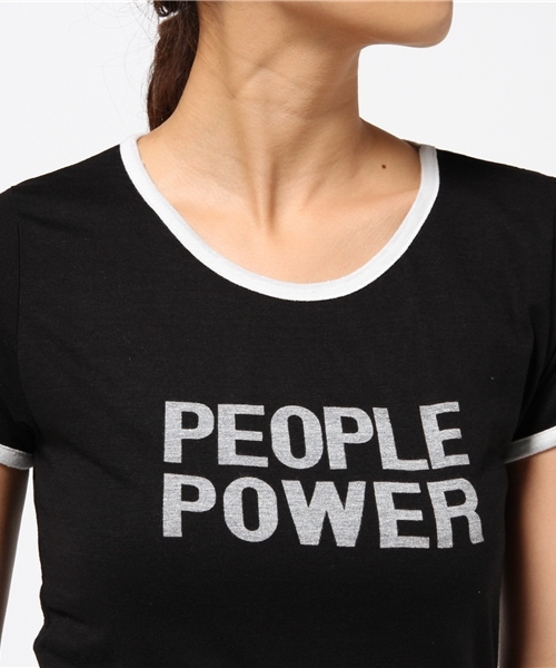 MOUSSY（マウジー）の「PEOPLE POWER RINGER TSJ（Tシャツ/カットソー・レディース・ホワイト/イエロー/ブラック・1/2）」の14枚目の写真