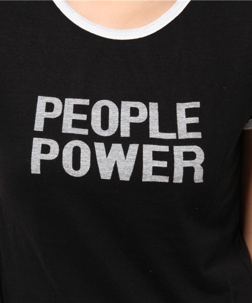 MOUSSY（マウジー）の「PEOPLE POWER RINGER TSJ（Tシャツ/カットソー・レディース・ホワイト/イエロー/ブラック・1/2）」の7枚目の写真