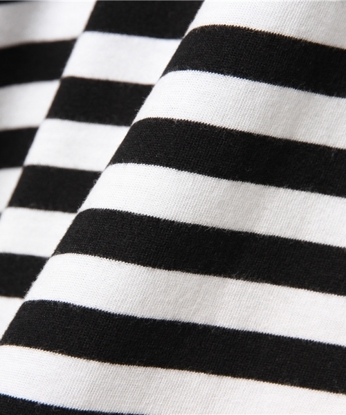 NOT RIGID（ノットリジット）の「【BS】天竺ボーダーロング丈クルーネック半袖Tシャツ（Tシャツ/カットソー・メンズ・ブラック/ネイビー・MEDIUM/LARGE）」の8枚目の写真