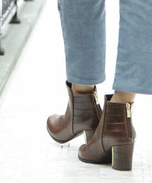 SESTO | チャンキーヒールのバックファスナーショートブーツ(ブーツ)