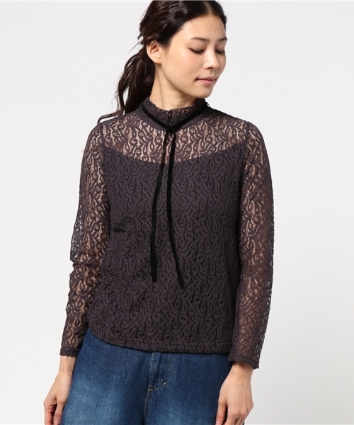 MOUSSY(マウジー)の「BOW TIE LACE TOPS(Tシャツ/カットソー・レディース・ブラック/ホワイト/ボルドー・FREE)」の13枚目の写真