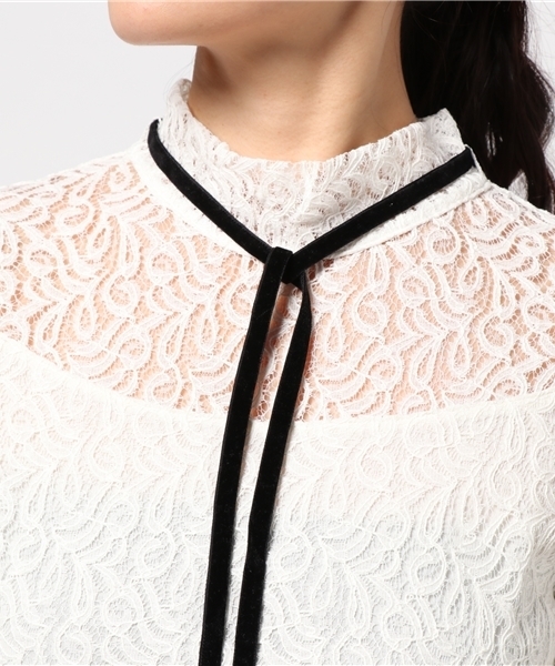 MOUSSY(マウジー)の「BOW TIE LACE TOPS(Tシャツ/カットソー・レディース・ブラック/ホワイト/ボルドー・FREE)」の8枚目の写真