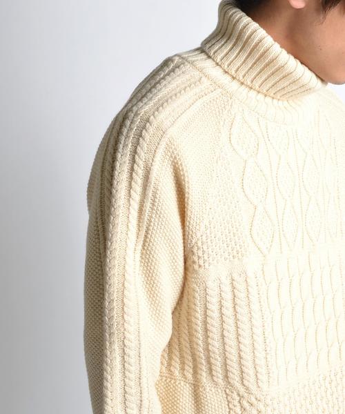 SHIPS JET BLUE(シップスジェットブルー)の「SHIPS JET BLUE: クレイジーパターン ケーブルタートルネックニット■(ニット/セーター・メンズ・キャメル/ネイビー/オフホワイト・SMALL/LARGE/MEDIUM)」の10枚目の写真