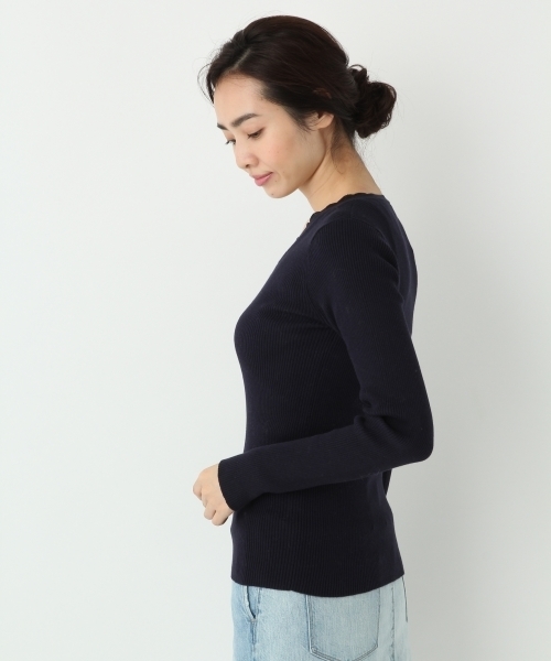 A part by（アパートバイ）の「14GCリブVNPO 745157 （ニット/セーター・レディース・ネイビー/ホワイト/ピンク/ブルー・MEDIUM/LARGE）」の21枚目の写真