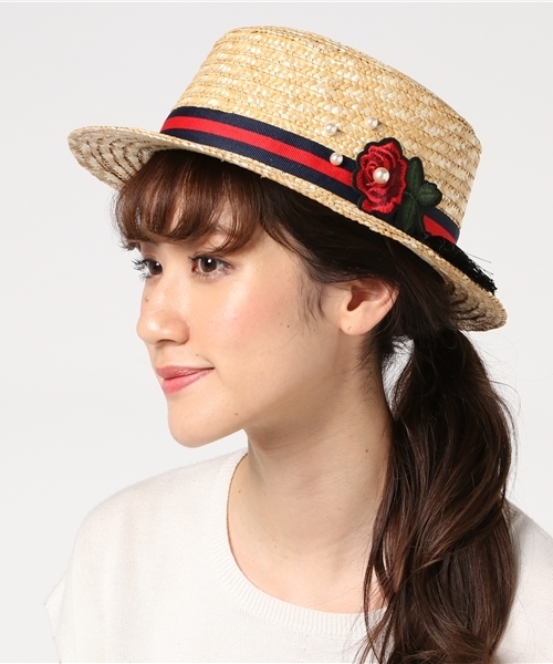 PLAIN CLOTHING(プレーンクロージング)の「フラワー麦わらHAT【PLAIN CLOTHING】(ハット・レディース・ベージュ・FREE)」の6枚目の写真