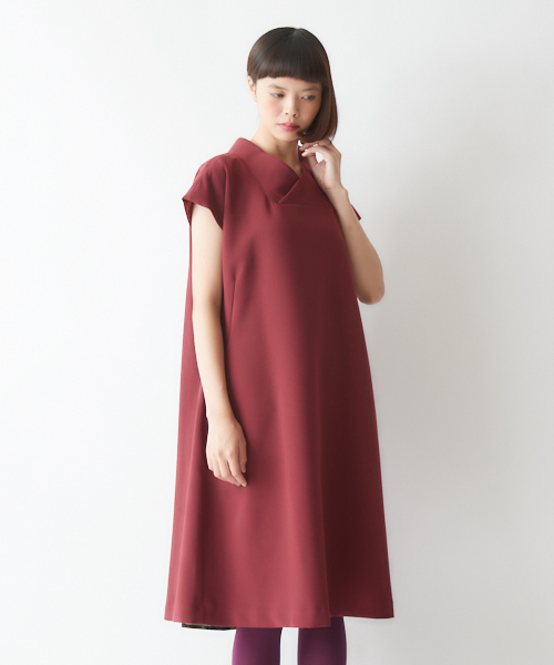 ふりふ フリフ の パンジー ストライプマーブル 背開きスタンドｖネックワンピース ワンピース Wear