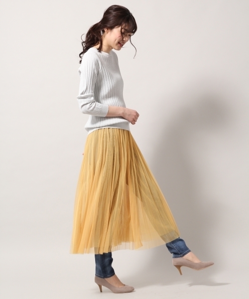 BLISS POINT（ブリスポイント）の「チュールレイヤーロングスカート / 786839（スカート・レディース・ネイビー/カーキ/ライトグレー/その他1/イエロー・MEDIUM/LARGE）」の15枚目の写真