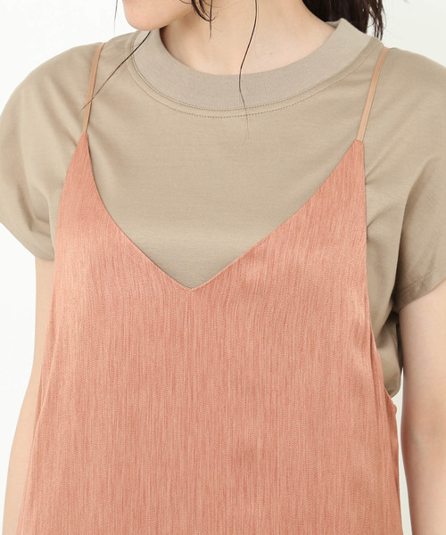 SALON adam et rope'（サロン アダム エ ロペ）の「メランジサテンキャミドレス（ワンピース・レディース・グレー/ネイビー/ピンク・FREE）」の7枚目の写真