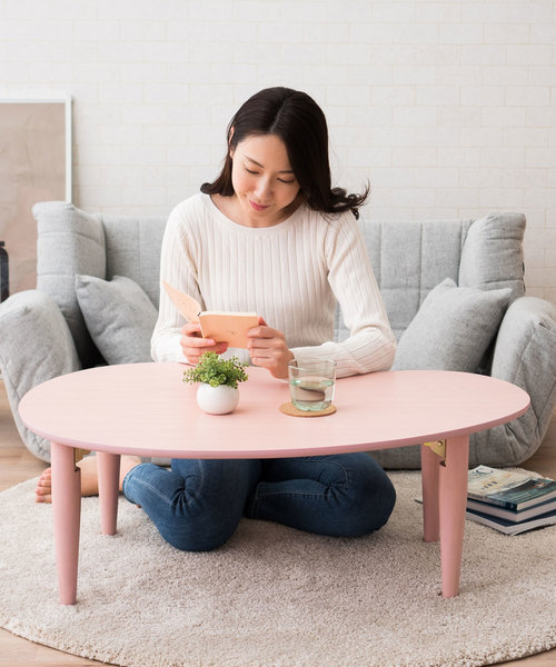 東京家具(トウキョウカグ)の「雲のカタチの折りたたみテーブル(家具)」|ピンク