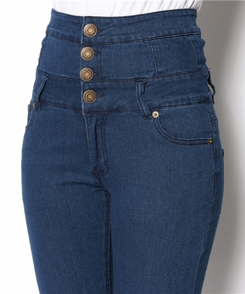 WEGO(ウィゴー)の「WEGO/デニムハイウエストスキニーパンツ(デニムパンツ・レディース・ダークインディゴブルー/インディゴブルー・MEDIUM/SMALL)」の3枚目の写真