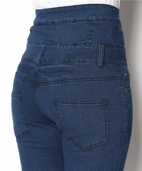 WEGO(ウィゴー)の「WEGO/デニムハイウエストスキニーパンツ(デニムパンツ・レディース・ダークインディゴブルー/インディゴブルー・MEDIUM/SMALL)」の4枚目の写真