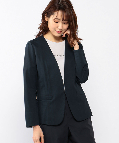 A/C DESIGN BY ALPHA CUBIC（エーシーデザインバイアルファキュービック）の「◇カタログ掲載◇ノーカラージャケット（ノーカラージャケット・レディース・ブラック/ネイビー/グレー/オフホワイト・11号/9号/13号）」の4枚目の写真