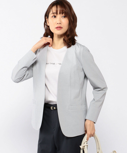 A/C DESIGN BY ALPHA CUBIC（エーシーデザインバイアルファキュービック）の「◇カタログ掲載◇ノーカラージャケット（ノーカラージャケット・レディース・ブラック/ネイビー/グレー/オフホワイト・11号/9号/13号）」の3枚目の写真