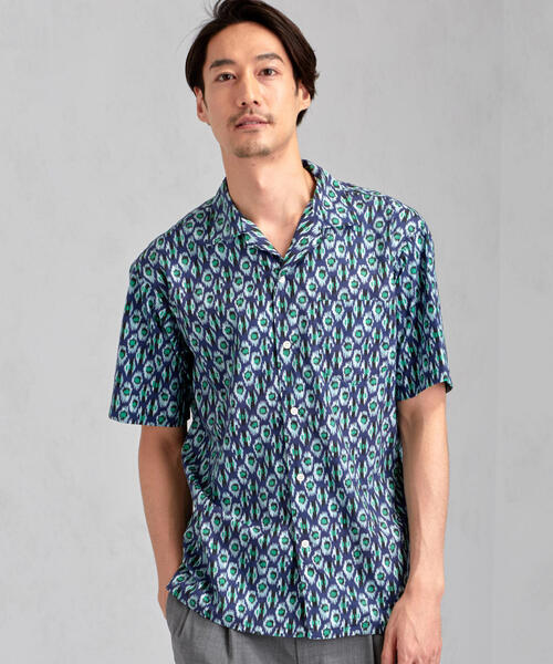 green label relaxing（グリーンレーベルリラクシング）の「MC MULHOUSE オープンカラー S/S シャツ（シャツ/ブラウス・メンズ・ライトグレー/ダークブラウン/ベージュ/ロイヤルブルー・SMALL/MEDIUM/LARGE）」の4枚目の写真