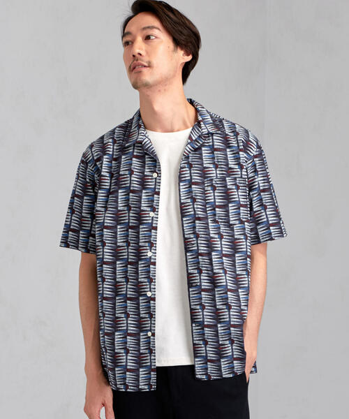 green label relaxing（グリーンレーベルリラクシング）の「MC MULHOUSE オープンカラー S/S シャツ（シャツ/ブラウス・メンズ・ライトグレー/ダークブラウン/ベージュ/ロイヤルブルー・SMALL/MEDIUM/LARGE）」の2枚目の写真