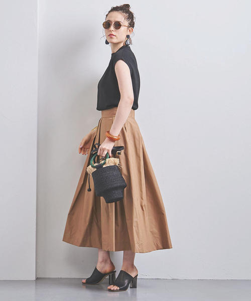 UNITED ARROWS(ユナイテッドアローズ)の「UBCS CTN タック スカート◆(スカート・レディース・ベージュ/ブラック/ケリー・38/36)」の3枚目の写真