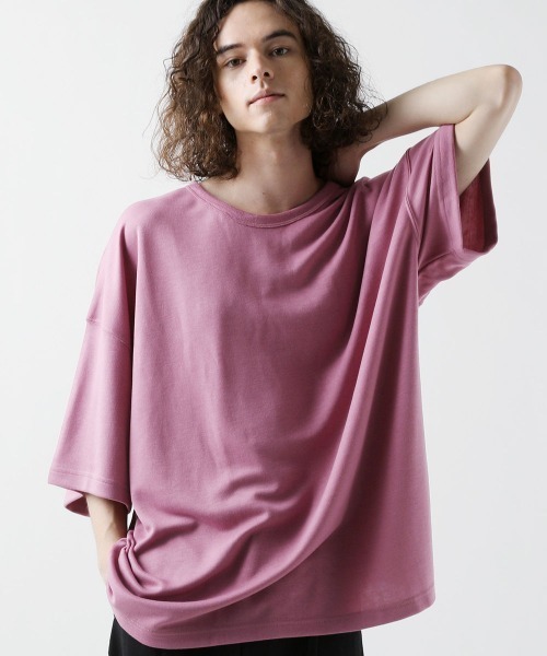 ASTRONOMY（アストロノミー）の「TRスムースビッグシルエット ドルマンスリーブ ポンチTシャツ（Tシャツ/カットソー・メンズ・ホワイト/ブラック/ネイビー/ブラウン/グレー/キャメル/ワイン/チャコール/カーキ/ライトブルー/ベージュ/ライトピンク/ブルーグレー/グリーン/杢グレー/ホワイト×ブラック/ホワイト系・FREE/XL/L/M）」の16枚目の写真