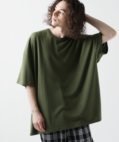 ASTRONOMY（アストロノミー）の「TRスムースビッグシルエット ドルマンスリーブ ポンチTシャツ（Tシャツ/カットソー・メンズ・ホワイト/ブラック/ネイビー/ブラウン/グレー/キャメル/ワイン/チャコール/カーキ/ライトブルー/ベージュ/ライトピンク/ブルーグレー/グリーン/杢グレー/ホワイト×ブラック/ホワイト系・FREE/XL/L/M）」の11枚目の写真