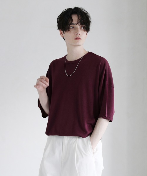 ASTRONOMY（アストロノミー）の「TRスムースビッグシルエット ドルマンスリーブ ポンチTシャツ（Tシャツ/カットソー・メンズ・ホワイト/ブラック/ネイビー/ブラウン/グレー/キャメル/ワイン/チャコール/カーキ/ライトブルー/ベージュ/ライトピンク/ブルーグレー/グリーン/杢グレー/ホワイト×ブラック/ホワイト系・FREE/XL/L/M）」の17枚目の写真