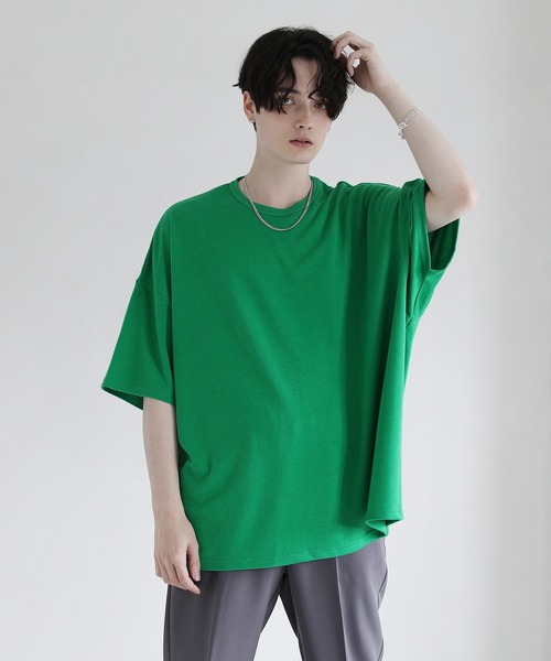 ASTRONOMY（アストロノミー）の「TRスムースビッグシルエット ドルマンスリーブ ポンチTシャツ（Tシャツ/カットソー・メンズ・ホワイト/ブラック/ネイビー/ブラウン/グレー/キャメル/ワイン/チャコール/カーキ/ライトブルー/ベージュ/ライトピンク/ブルーグレー/グリーン/杢グレー/ホワイト×ブラック/ホワイト系・FREE/XL/L/M）」の12枚目の写真