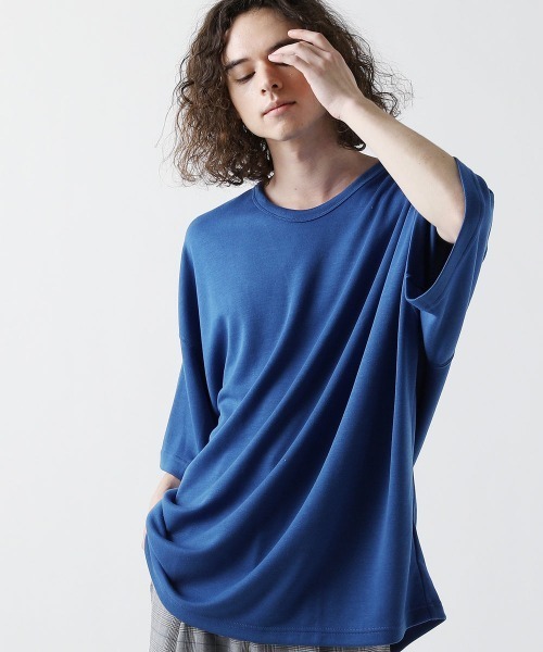 ASTRONOMY（アストロノミー）の「TRスムースビッグシルエット ドルマンスリーブ ポンチTシャツ（Tシャツ/カットソー・メンズ・ホワイト/ブラック/ネイビー/ブラウン/グレー/キャメル/ワイン/チャコール/カーキ/ライトブルー/ベージュ/ライトピンク/ブルーグレー/グリーン/杢グレー/ホワイト×ブラック/ホワイト系・FREE/XL/L/M）」の13枚目の写真