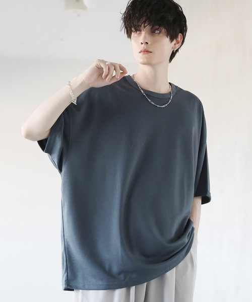 ASTRONOMY（アストロノミー）の「TRスムースビッグシルエット ドルマンスリーブ ポンチTシャツ（Tシャツ/カットソー・メンズ・ホワイト/ブラック/ネイビー/ブラウン/グレー/キャメル/ワイン/チャコール/カーキ/ライトブルー/ベージュ/ライトピンク/ブルーグレー/グリーン/杢グレー/ホワイト×ブラック/ホワイト系・FREE/XL/L/M）」の6枚目の写真