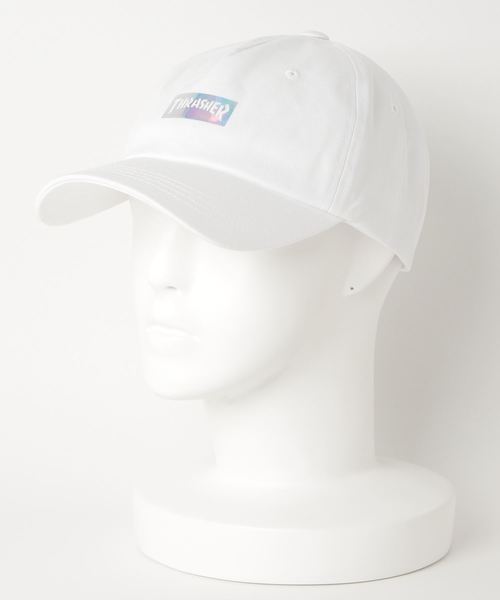 THRASHER(スラッシャー)の「HOLOGRAM LOGO DAD CAP/スラッシャー ロゴ キャップ 帽子 ユニセックス(キャップ・メンズ・ブラック/ホワイト・FREE)」の1枚目の写真