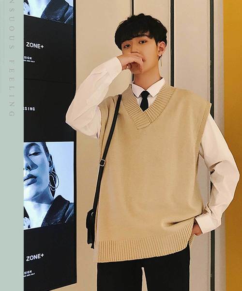 MGV（エムジーヴィー）の「【MGV】ビッグシルエットVネックニットベスト（ベスト・メンズ・ブラック/ベージュ/ブラウン・MEDIUM/LARGE/X-LARGE/XX-LARGE）」の3枚目の写真