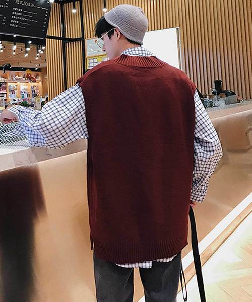 MGV（エムジーヴィー）の「【MGV】ビッグシルエットVネックニットベスト（ベスト・メンズ・ブラック/ベージュ/ブラウン・MEDIUM/LARGE/X-LARGE/XX-LARGE）」の5枚目の写真