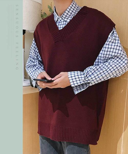 MGV（エムジーヴィー）の「【MGV】ビッグシルエットVネックニットベスト（ベスト・メンズ・ブラック/ベージュ/ブラウン・MEDIUM/LARGE/X-LARGE/XX-LARGE）」の6枚目の写真