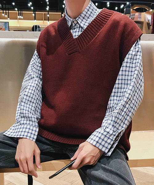 MGV（エムジーヴィー）の「【MGV】ビッグシルエットVネックニットベスト（ベスト・メンズ・ブラック/ベージュ/ブラウン・MEDIUM/LARGE/X-LARGE/XX-LARGE）」の8枚目の写真