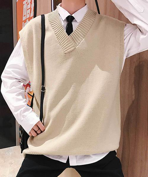 MGV（エムジーヴィー）の「【MGV】ビッグシルエットVネックニットベスト（ベスト・メンズ・ブラック/ベージュ/ブラウン・MEDIUM/LARGE/X-LARGE/XX-LARGE）」の10枚目の写真