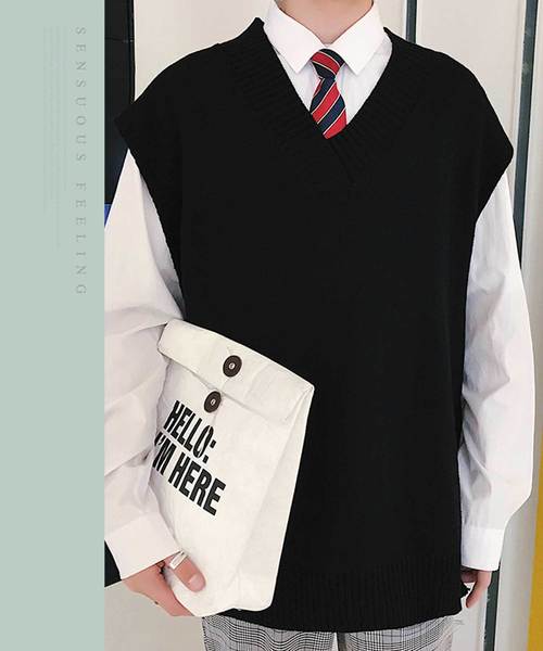 MGV（エムジーヴィー）の「【MGV】ビッグシルエットVネックニットベスト（ベスト・メンズ・ブラック/ベージュ/ブラウン・MEDIUM/LARGE/X-LARGE/XX-LARGE）」の13枚目の写真