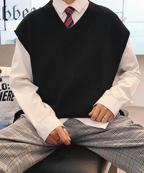 MGV（エムジーヴィー）の「【MGV】ビッグシルエットVネックニットベスト（ベスト・メンズ・ブラック/ベージュ/ブラウン・MEDIUM/LARGE/X-LARGE/XX-LARGE）」の14枚目の写真