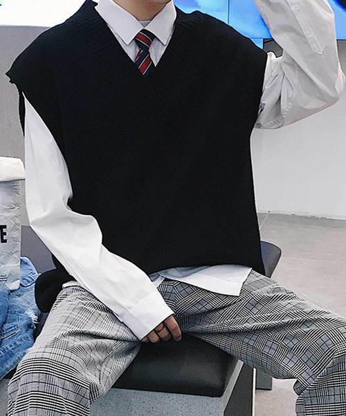 MGV（エムジーヴィー）の「【MGV】ビッグシルエットVネックニットベスト（ベスト・メンズ・ブラック/ベージュ/ブラウン・MEDIUM/LARGE/X-LARGE/XX-LARGE）」の17枚目の写真