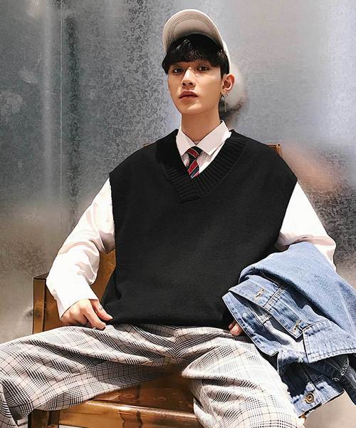 MGV（エムジーヴィー）の「【MGV】ビッグシルエットVネックニットベスト（ベスト・メンズ・ブラック/ベージュ/ブラウン・MEDIUM/LARGE/X-LARGE/XX-LARGE）」の19枚目の写真