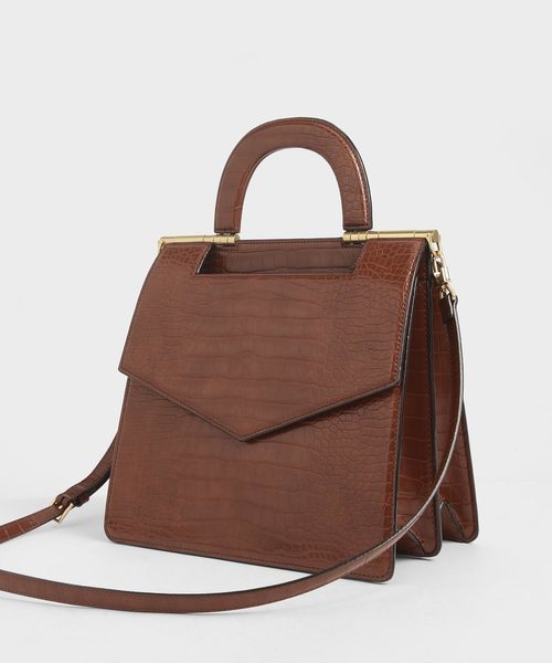 CHARLES & KEITH（チャールズ & キース）の「クロックエフェクト エンベロープバッグ / Croc-Effect Envelope bag（ハンドバッグ・レディース・ベージュ/ブラック/ダークブラウン/マルチ/オリーブ・L）」の12枚目の写真